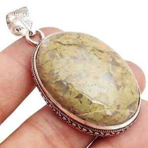 Unakit Edelstein Versilbert Handmade Anhänger Schmuck Geschenk 4.5cm P-14847 - Bild 1 von 3