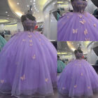 Lavender Sweet 15 16 Quinceanera Dresses 3D Flowers With Big Bow Party Ball Gown
