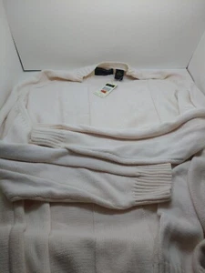 Vintage Colours By Alexander Julian White Sweater Mens L 100% Cotton New - Picture 1 of 5