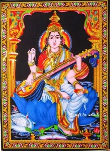 Vibrant Saraswati Tapestry: Divine Source of Artistry, 110x75CM - Picture 1 of 1
