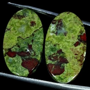 Natural Oval Dragon Blood Jasper Cabochon Pair Unique 27.70 Cts 13X23X4MM - Picture 1 of 6