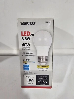 Satco S9030 LED Bulb 5.5W 40W Medium E26 Base Frosted 2700K Warm White 120V - Image 1 of 4