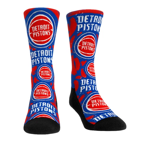 Unisex Rock Em Socks Detroit Pistons Allover Logo & Paint Crew Socks Cover