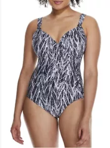 Neu ohne Etikett MagicSuit 16 Miraclesuit Sirene Chevron Python silbergrau Badeanzug 124153 - Bild 1 von 4