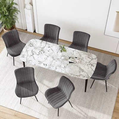 2/4/6er Set Esszimmerstühle Samt Küchenstühle Stühle Esszimmer Dunkelgrau - Bild 1 von 4