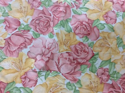 7 Metre Stunning Designer Vintage Floral Chintz Fabric Material Cabbage Rose - Image 1 of 2