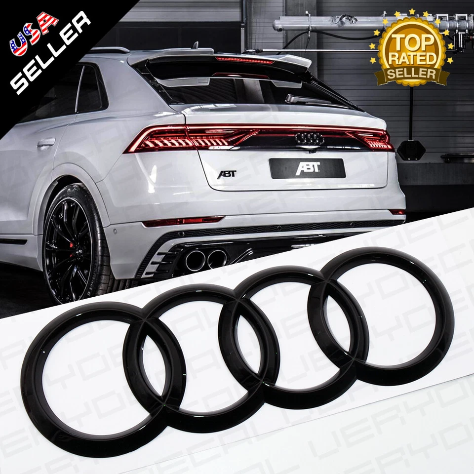 Q8 SQ8 RSQ8 Sport Liftgate Audi Ring Nameplate Emblem Logo Badge Gloss Black - Image 1 of 4