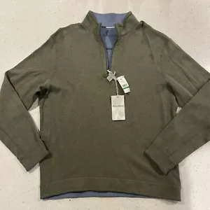 Pullover reversible Tommy Bahama Flip Shore media cremallera azul verde talla L - Imagen 1 de 6