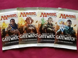 MTG Magic The Gathering OATH OF THE GATEWATCH New Sealed Booster ALL 4 PACK ART  - Picture 1 of 1