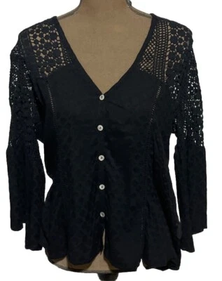 Blusa Top La Miel Para Mujer M Mangas Crochet/Botón Trasero Hada Grunge Bruja Foto 1 de 4
