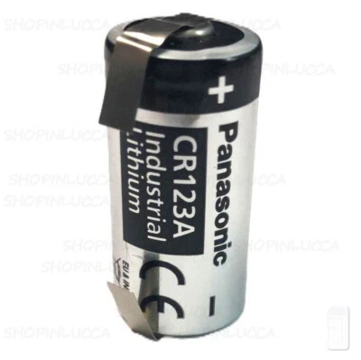 Batteria Pila PANASONIC CR123A litio 3v CR17345 lamelle saldare monouso exp 2034