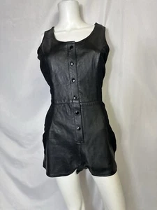 Vintage Femme gear san francisco Size 12 Leather Shortall - Picture 1 of 10