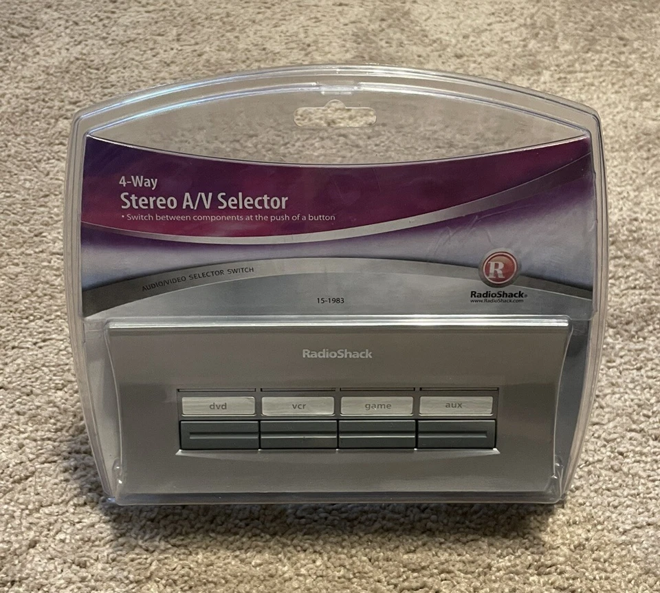 Radio Shack 4 WAY STEREO A/V SELECTOR SWITCH AUDIO VIDEO 15-1983 NEW DVD VCR AUX - Image 1 of 3