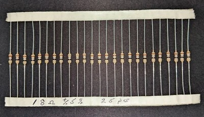 HG 18 Ohm 1/4 WATT 5% Carbon Film Resistor, (25 pcs) NOS