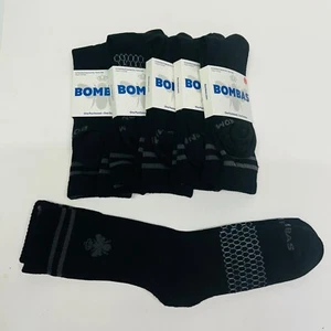 6 Bombas CREW Calf Socks  - Black - Honeycomb Arch Size L ( Men's 10-13) NEW - Picture 1 of 4