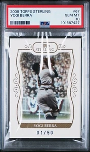 2008 TOPPS STERLING YOGI BERRA #/50 #67 PSA 10 GEM MINT POP 1 - Picture 1 of 2