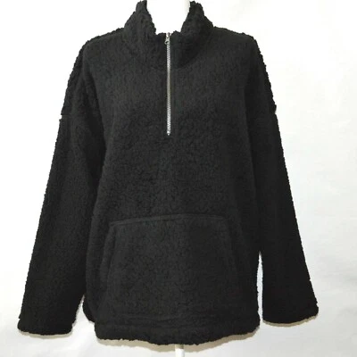 True Craft Funnel Neck Sherpa Pullover Black Jacket Women's Plus Size 2X - Image 1 of 3