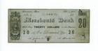 1864 $20 "Merchants Bank" Howe's Business College - Massachusetts Coll. Currency