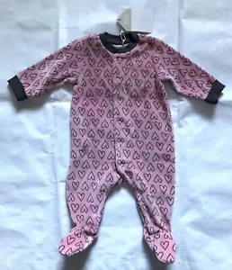 Baby Clothes (3m) - Chicco Velour PlaySuit Pink Black - Unused - Picture 1 of 5