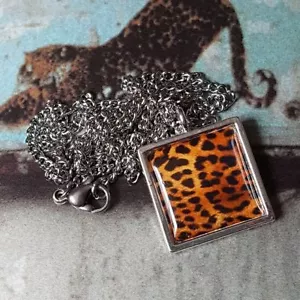 Unique LEOPARD PRINT NECKLACE handmade BIG CAT cool for cats MIXED UP DOLLY - Picture 1 of 1