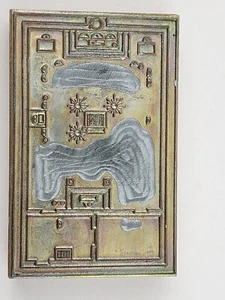 Vtg Southwestern WOOD BLOCK Metal Stamp: Ranch Layout (?) - Picture 1 of 5