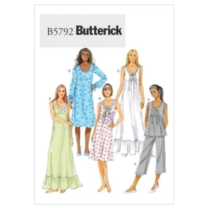Butterick Sewing Pattern 5792 Pyjama Top Gown & Pants - Picture 1 of 2