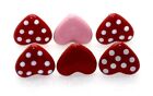 6 Pcs Ceramic Red & Pink Heart With White Dot Knob Pulls Furniture Knob 38 mm