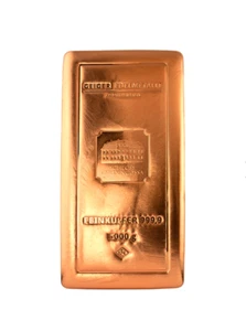 Germany Geiger Schloss Güldengossa 5 kg kilo 5000 g grams .9999 Copper Bar COA - Picture 1 of 8