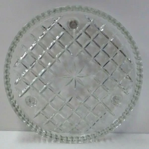 ROUND ART DECO PRESSED GLASS FOOTED CAKE PLATE SANDWICH TRAY - Picture 1 of 4