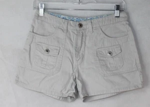 VTG 90s ARIZONA KHAKI CREAM JEAN SHORTS GIRLS SZ 14 REG 100% COTTON MULTI POCKET - Picture 1 of 15