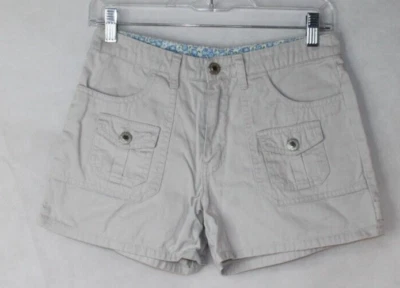 VTG 90s ARIZONA KHAKI CREAM JEAN SHORTS GIRLS SZ 14 REG 100% COTTON MULTI POCKET - Image 1 of 4