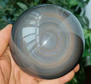 1025g RAINBOW !! NATURAL CATS EYE OBSIDIAN QUARTZ CRYSTAL SPHERE BALL 1 - Imagen 1 de 16