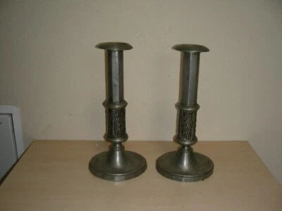 Antike Altar Kerzenständer Kerzenhalter 23 cm SW Feinzinn - Bild 1 von 4