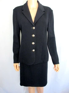 St. John Basics Womens 2-Piece Skirt Suit Size 10 Black Knit - Picture 1 of 10