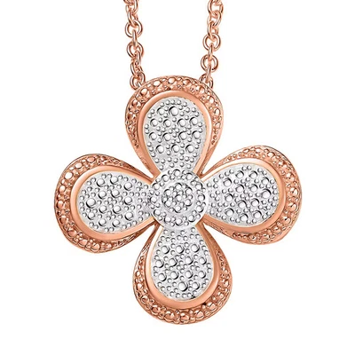Кулон с акцентом из белого бриллианта с покрытием из розового золота 18 карат и платиновой связью с - Изображение 1 из 4