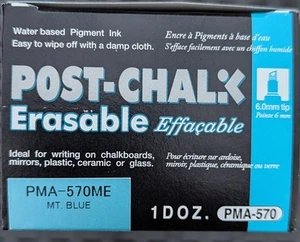 BOX 12 Blue Zig Post Chalk Boards Art Pens 6mm Glass window Erasable - Picture 1 of 2