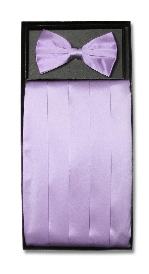 SILK Cumberbund & BowTie Solid LILAC PURPLE Color Men's Cummerbund Bow Tie Set - Image 1 of 1