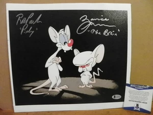 Pinky and the Brain Rob Paulsen LaMarche Signed Autographed Canvas Photo Beckett - Picture 1 of 4