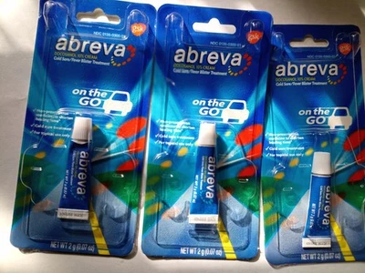 Lote de 3 ~ Tratamiento de herpes labial y ampollas Abreva 0,07 OZ sobre la marcha caducan 11/2025 Foto 1 de 3