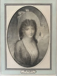 Jean Baptiste Isabey (francés 1767-1855) grafito/tiza retrato de dama en montura - Imagen 1 de 5