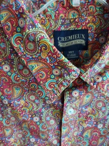 Herren 3XT "Cremieux Denim" Kurzarm Button Down Hemd Baumwollmischung Paisley - Bild 1 von 7