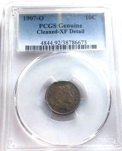 1907 O BARBER DIME PCGS CLND XF - Picture 1 of 3