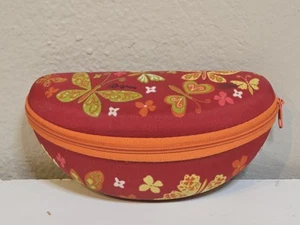 Brighton Red Hard Large Eye Glass Case w/Zipper Butterflies & Flowers Design - Picture 1 of 8
