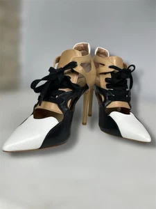 Gianni Gorro Negro Blanco y Tostado Zapatos Jazzlynn Con Cordones Botín Tacones Talla 7.5 - Imagen 1 de 7