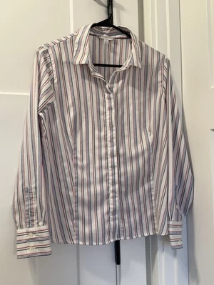 Blusa Tommy Hilfiger Manga Larga Talla M Púrpura Amarillo Verde Rayas Foto 1 de 4