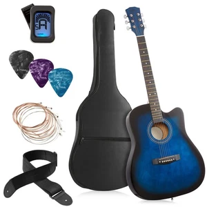 41 Zoll Anfänger Cutaway Akustikgitarre Paket - Starter Kit mit Gigbag - blau - Bild 1 von 1