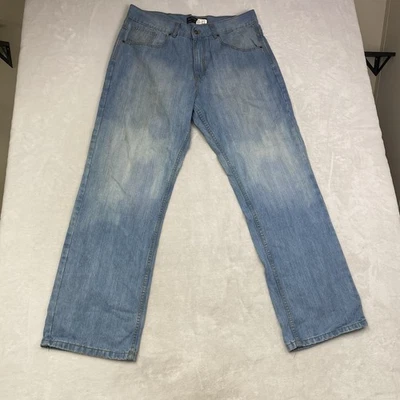 Rocawear Baggy Fit Wide Leg Jeans 38x33 Light Wash Distressed Y2K Hip Hop Denim - Image 1 of 4