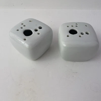 DEUX VASES PIQUE-FLEURS Pierre Lèbe  Virebent céramique porcelaine Vintage 70 - Photo 1/4