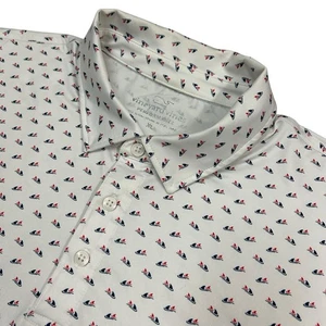 Vineyard Vines Performance Polo Shirt Mens XL Shark Fin Golf All Over Print - Picture 1 of 10