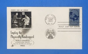 1960 FIRST DAY COVER - 4c- EMPLOY THE PHYSICALLY HANDICAPPED W/EISENHOWER INSERT - Picture 1 of 3